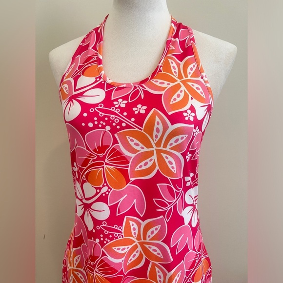 SHEIN NWOT Pink and Orange Backless Dress Vibrant Floral - Picture 2 of 4